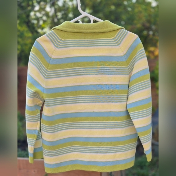 Women's   Vintage 100% Wool Sweater, Blue.green. Made In Hong Kong Uk Size 18 - Picture 3 of 8